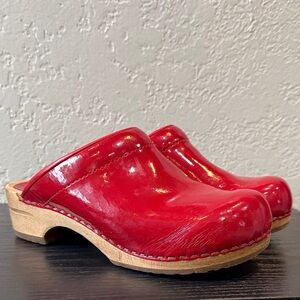 Sanita Red Leather Clogs Footwear